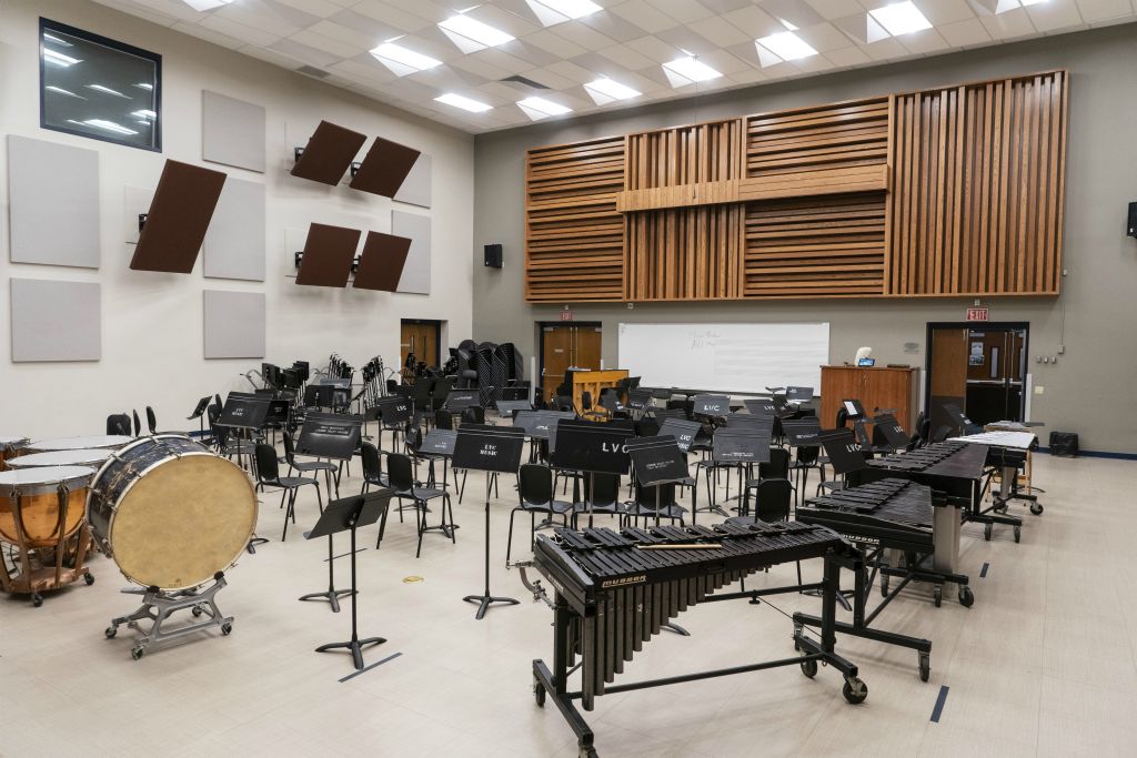 Classroom space for choirs, orchestras, and other ensembles